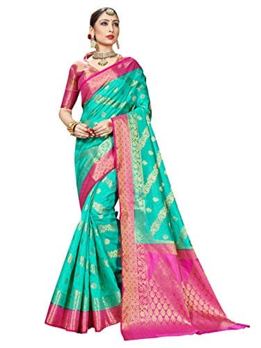 Elina fashion Sarees For Women Banarasi Art Silk Woven Saree | Summer Outfit Indian Gift Traditional Wedding Gift Sari with Unstitched Blouse