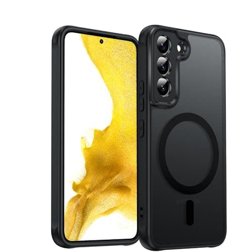 LeYi for Samsung-Galaxy-S22 Case: 𝐎𝐍𝐋𝐘 𝐅𝐈𝐓 𝐒𝟐𝟐 Galaxy S22 Phone Case [MagSafe Fit] Slim Frosted Translucent Cell S 22 Cover Unlocked Galaxys22 5g Magnetic Funda Samsung S22 Case, Black