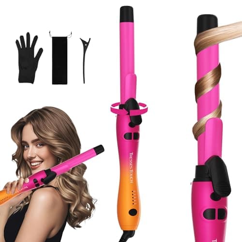 Extra-Long Barrel Rotating Curling Iron with Short Clamp, Automatic Curling Iron 1 Inch Creates Loose Curls – for Medium and Long Hair, High Heat 410°F, Instant Heat up, Double Ceramic, Dual Voltage