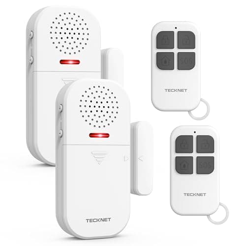 TECKNET Door Alarms When Opened for Kids Safety, 130dB Loud Adjustable Volume Window Alarm with Flashing LED, 4 Modes Door Alarm with Remote 60m/200ft, Easy to Install for Home Security