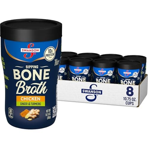 Swanson Sipping Chicken Bone Broth w/ Ginger & Turmeric 8-Pack  for $11 via Sub & Save + free shipping w/ Prime