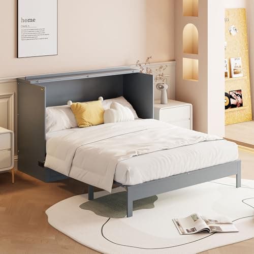 Merax Full Size Murphy Bed wit...io, No Spring Box Needed, Gray