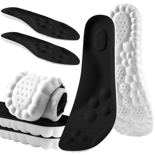4D Cloud Steppers Insoles for Men Women - Memory Foam Arch Support Inserts for Heel & Foot Comfort, Shock Absorption Cushioned Insoles for Standing, Running, Work Boots & Sneakers
