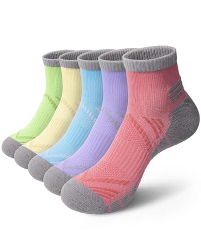 iCamter 5 Pairs Ankle Socks for Women - Athletic Essentials Quarter Cushioned Moisture Wicking Cycling Hiking Running Socks