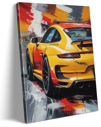 TOCDGOO Framed Abstract Graffiti Sports Car Canvas Wall Art 12x16 Inch