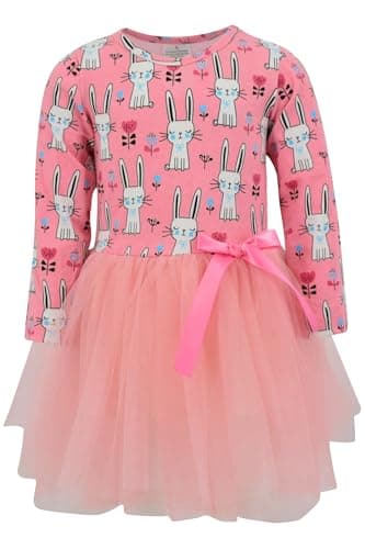 Girls Easter Dress Long Sleeve Tulle Tutu Dresses for Kid and Toddler Pink 2 Years