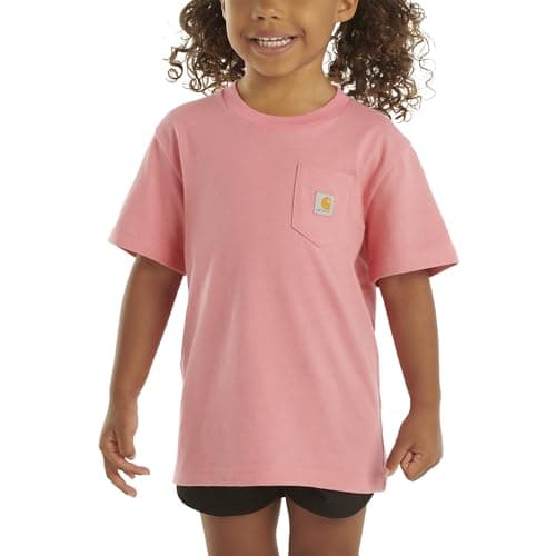 Carhartt Kids' Short Sleeve Pocket T-Shirt Tee Shirt, Bright Pink Lemonade, L-14/16