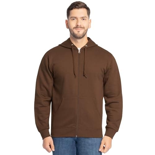 Fruit of the Loom Unisex Adult EverSoft Fleece Full Zip Hoodie Sweatshirt, Warm Mocha, X-Large