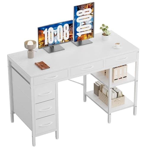 Sweetcrispy 47" Computer Desk ...r Living Room Work Table White