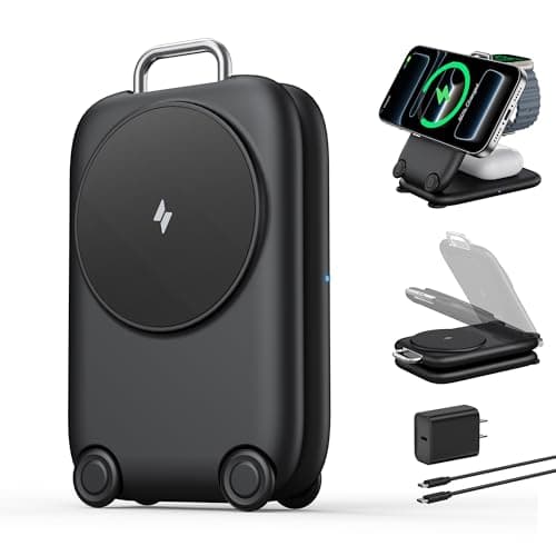 Mukiya 2026 Traveling Fast Wireless Charging Station for Apple Devices, Magnetic 3 in 1 MagSafe Charger Stand for iPhone 17 16 15 14 13 12 Pro Max Plus Air, Apple Watch&Air pods Pro-Sweet Gifts, BK