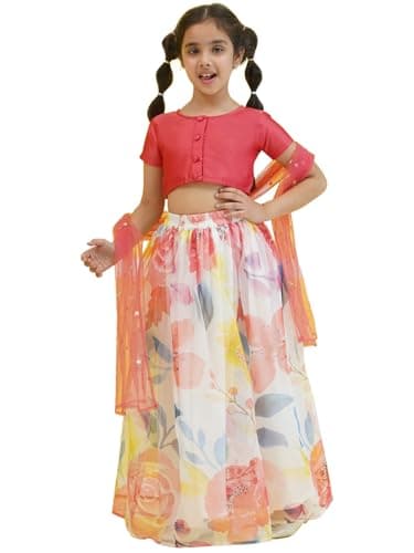AJ DEZINES Girls Indian Ethnic Wear Lehenga Choli For Kids|Girls Pattu Pavadai|Indian Dress for Kids|Choli Janoi Outfit-PK-34
