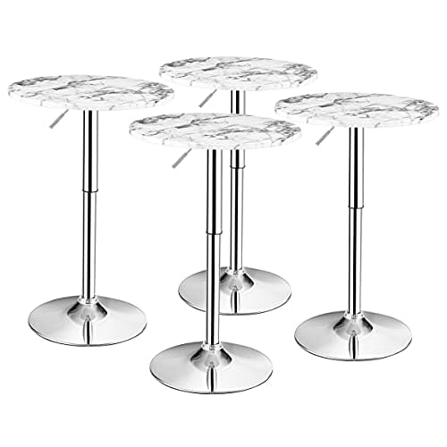4x Giantex Round Pub Adjustable Height Tables with Sliver Leg and Base (White Marbled) $149.99 + Free Shipping