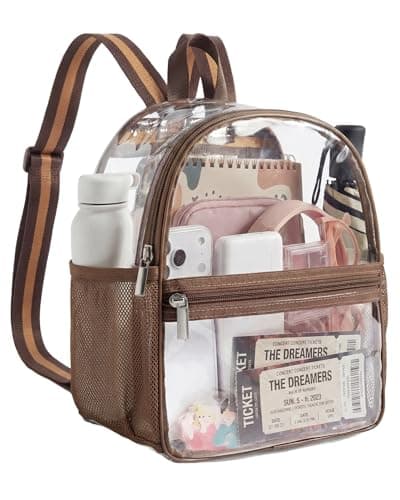 Missnine Small Clear Backpack for Stadium Events Lighweight Mini Clear Bag for Sport Event Concert with Mesh Pockets
