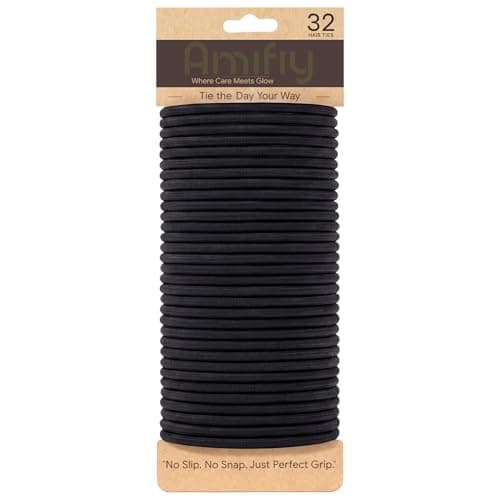 32-Count 4mm Amifiy No Damage Hair Ties (Black) $2 + Free Shipping w/ Prime or on orders over $35