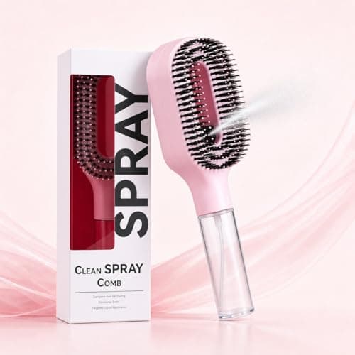 2-in-1 Hair Brush with Water Spray Mister, Fine Mist Spray Brush for Hair Detangling Wet & Dry, Liquid Spraying Hairbrush for Curly Thick Hair & Kids, Portable Aqua Brush