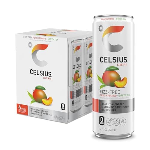 4-Pack 12-Oz CELSIUS Sugar Free Energy Drink (Peach Mango Green Tea) $4.75 w/ S&S + Free Shipping w/ Prime or on orders over $35