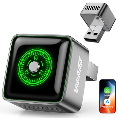 Visoud 2-in-1 Wireless CarPlay Adapter - 1-Click Multi-Device Switch for Apple iPhone, 3s Auto-Connect, CarPlay & Android Auto, iOS 10+/Android 11+, Multi-User Seamless Connection, OTA Upgrade