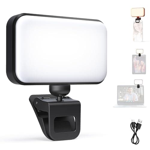 NEEWER Entry Level Version LED Selfie Light, 54 LEDs Plastic Clip on Phone Fill Lighting for iPhone, CRI88 650mAh, Portable for Computer Laptop Webcam Zoom Video Conference Makeup Recording, N8