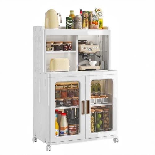 VECELO Foldable Plastic Sidebo...ing Room & Small Spaces, White