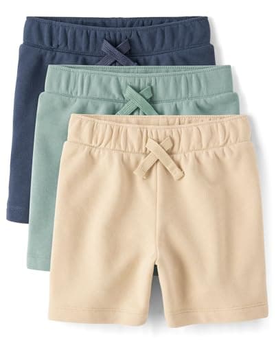 The Children's Place,Baby-Boys,and Toddler Essential French Terry Shorts,Olive/Sand/Tidal 3-Pack,5 Years