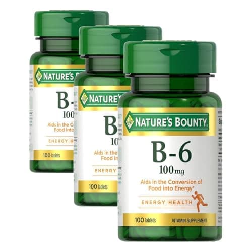 Nature's Bounty Vitamin B6 100mg Tablets - Supports Energy Metabolism & Nervous System Health, 100 Count (Pack of 3)
