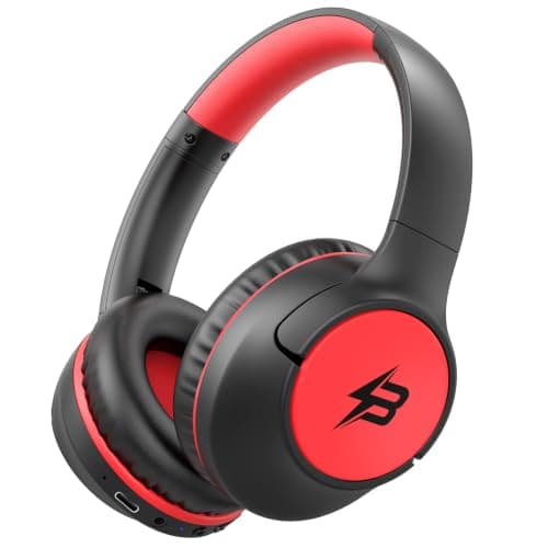 Kids Bluetooth Headphones, 85H Playtime for Toddler Boy (Black Red No LED)