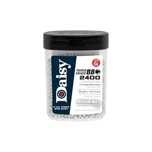 Daisy, Premium Grade .177 Cal, 5.1 Grains, Zinc Plated BB's, 2400ct, 2400 Ct BB Bottle, A Great Way to Make Sure You Have Plenty of Ammo, Zinc-Plated Steel