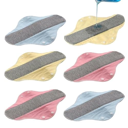 6 Pcs Leak-Proof Waterproof Washable in-Continence Pads, Eco-Friendly, Pure Cotton Washable Underwear, Cloth Menstrual Liners, Breathable Fabric, Reusable Cotton Panty Liners for Women 21x27cm