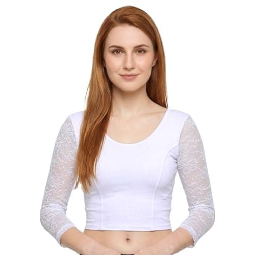Chandrakala Readymade Blouses for Women sarees,Stretchable White,XX-Large (B101WHI6)