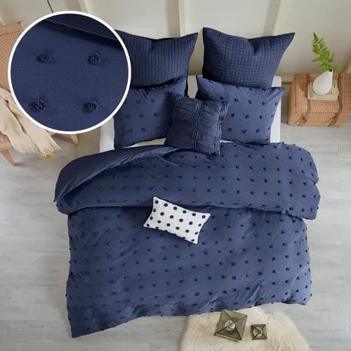 Intelligent Design Cotton Comf... (68 in x 92 in), Navy 5 Piece