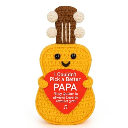 Fathers Day Papa Grandpa Gifts, Papa Birthday Gifts from Grandkids, Grandpa Grandfather Best Gift from Granddaughter Grandson, Funny Cute Handmade Crochet Music Themed Present for Grandfather Granddad