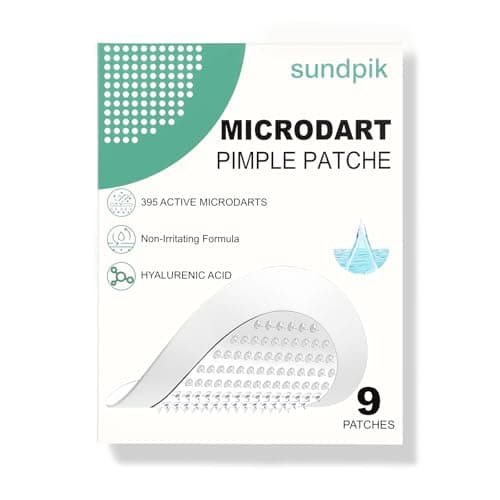 Microdart Pimple Patches for Face 9 Count,Hydrocolloid Acne Patches,for Early Stage Zits ,Spot Patch with 395 Microdart