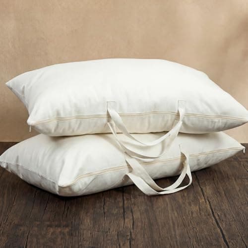 GliCraft 2 Pack 100% Cotton 20"x 36" White Canvas Travel Pillow Storage Bag with Handles for Home Travel White Beddings Comforters Blankets Saree Linens Organizer Thick Soft Breathable Closet Bags