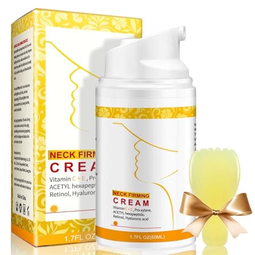 Neck Creams for Tightening&Firming, Anti-Aging Moisturizer with Collagen Retinol Hyaluronic Acid, Lifting for Crepey Sagging Skin, Face Chest Décolleté Fine Lines Wrinkles Day Night Skin Care (Yellow)