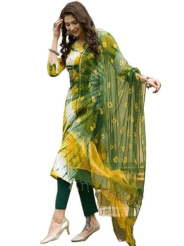 Aashita Creations Women's Cotton Blend Straight Printed Kurta with Pant & Dupatta_466