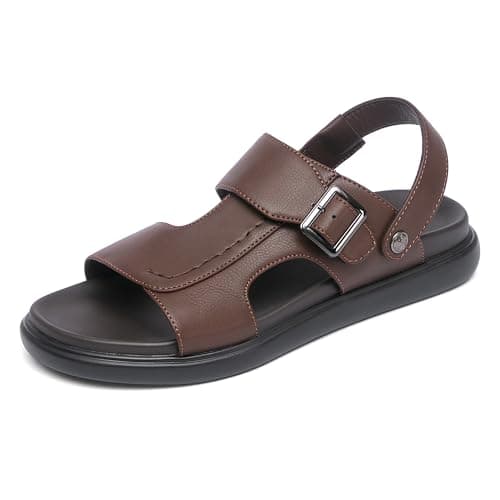 NEWBELLA Men's Adjustable Double-Strap Slide Sandals - Casual Open-Toe Slip-On Sandals with Cushioned Footbed for Daily Wear, Outdoor & Indoor,Black 11.5