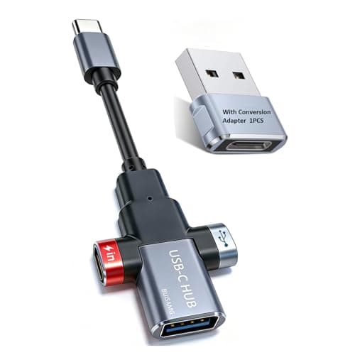 BUISAMG Small USB C HUB for Laptop, 60W Fast Charging and 480Mbps Data Transfer USB C Docking Station, USB C Splitter, USB C Dongle for MacBook Pro, iMac, iPhone 17, XPS. 2-piece Set