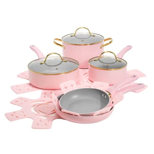 Paris Hilton Epic Nonstick Pot...e Cookware Set, 12-Piece, Pink