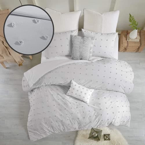 Intelligent Design Cotton Comf...(104 in x 92 in), Grey 7 Piece