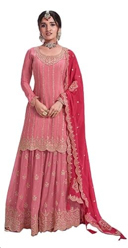 Shriva Fashion indian salwar kameez ready to wear Eid festival embroidered wedding salwar suit for women (2819) (Red, 44)