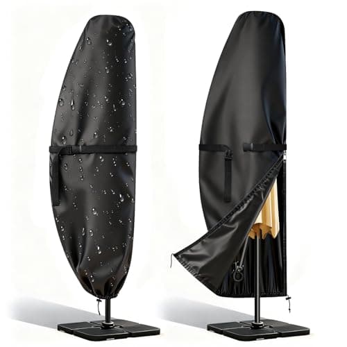Patio Umbrella Cover for Outdoor Umbrellas 12-14ft Waterproof 420D Oxford Fabric Pool Garden Backyard Cantilever Offset Banana Style Umbrellas Cover Includes Storage Pouch