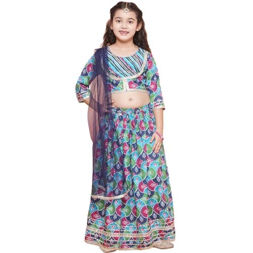 AJ DEZINES Girls Indian Ethnic Wear Blue Lehenga Choli for Kids || Tradition Diwali Outfit(DUP_G-LH07-BLUE-18)