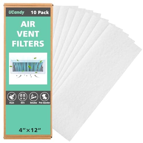 UCandy Air Vent Filters, Pack 10 Floor Vent Register Filters - 4"x12" White, Air Register Vent Filters for Home,Trap Debris in Ventilation System