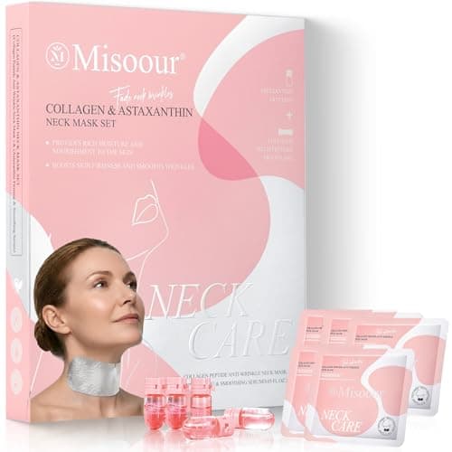 Misoour Neck Wrinkle Patches for Firming and Tightening – 2 in 1 Collagen Neck Mask with Astaxanthin & Peptides, Deep Hydration for Neck Lines & Sagging Skin, 5 Pack