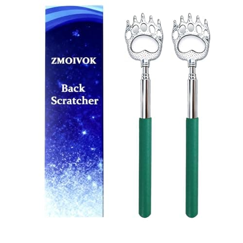 ZMOIVOK 2 Pcs Back Scratcher Extendable,Metal Bear Claws Back Scratchers,Backscratche for Men, Women,Adults,Christmas Stocking Stuffers (Green-01)