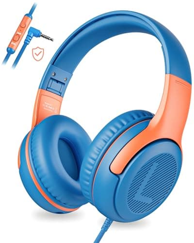 awatrue Kids Headphones Wired - Toddler Headphones with Microphone, Over-Ear Headphones, 85/94dB Volume-Limiting, 3.5mm Jack, Foldable On-Ear Design - Safe & Comfortable for Learning & Entertainment