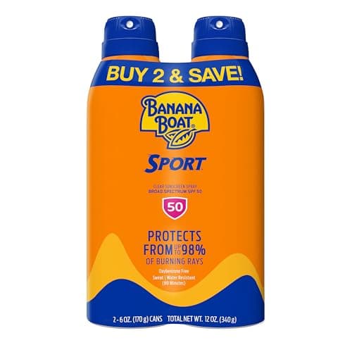 Banana Boat Sport Ultra SPF 50 Sunscreen Spray | Banana Boat Sunscreen Spray SPF 50, Water Resistant, Oxybenzone Free, Sunblock, 6oz each Twin Pack