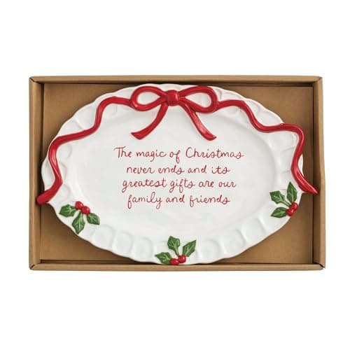 Mud Pie Christmas Bow Whimsical Christmas Sentiment Plate