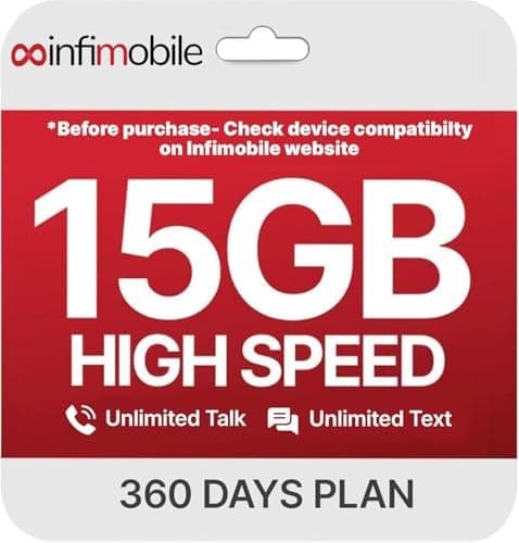 12-Month Infimobile Unlimited Talk & Text + 15GB Data / Mo. Plan $112 + Free S&H