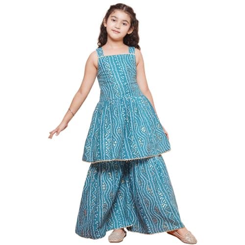 AJ DEZINES Girls Indian Ethnic Wear Salwar Kameez For Kids|Girls Punjabi Suit|Kids Kurta Sharara Set|Indian Dress|Blue-22